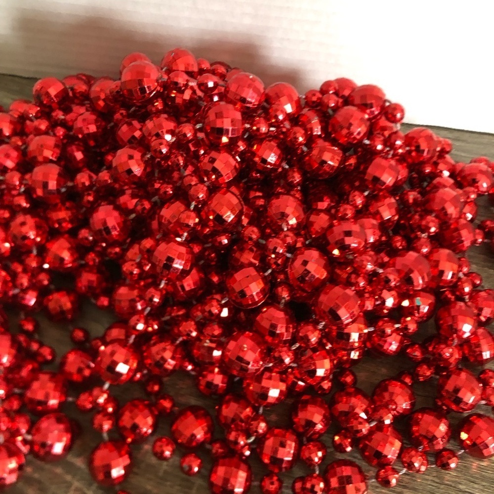 Vtg Red Ball Beaded Garland